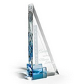 Optic Crystal Award w/ Sapphire Crystal Accent (4"x10"x3")
